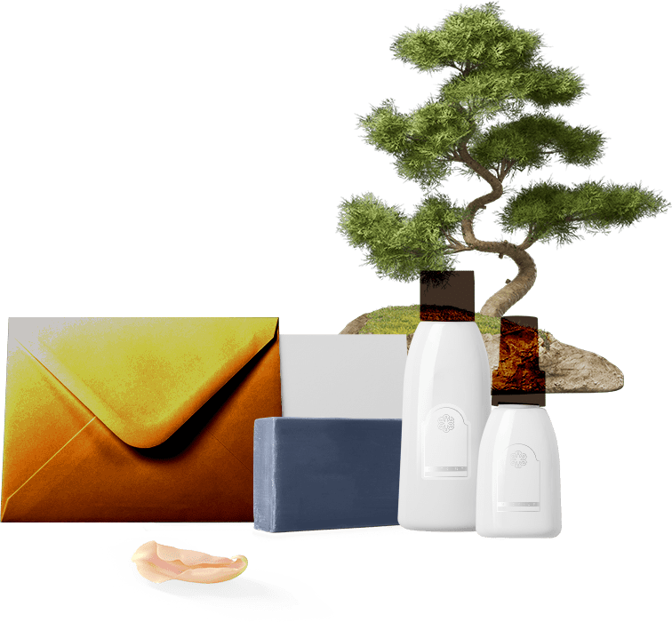 massage oils and a tree